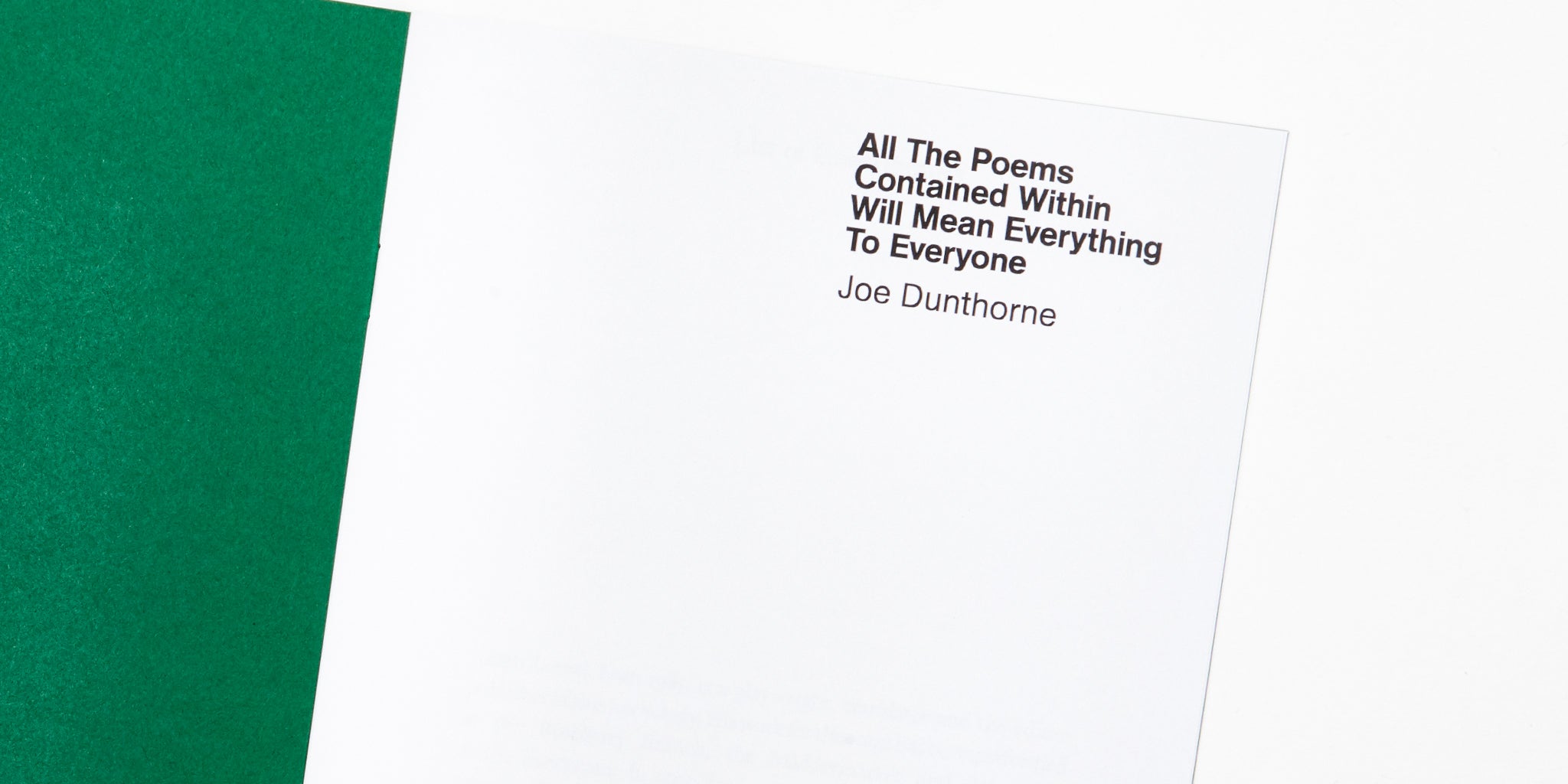 ALL THE POEMS CONTAINED WITHIN WILL MEAN EVERYTHING TO EVERYONE - Joe Dunthorne